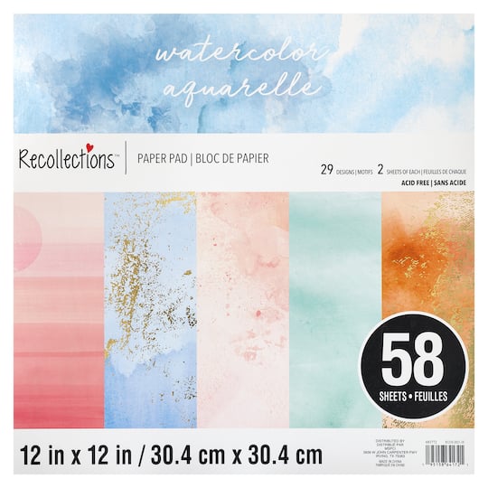 Watercolor Paper Pad by Recollections&#x2122;, 12&#x22; x 12&#x22;